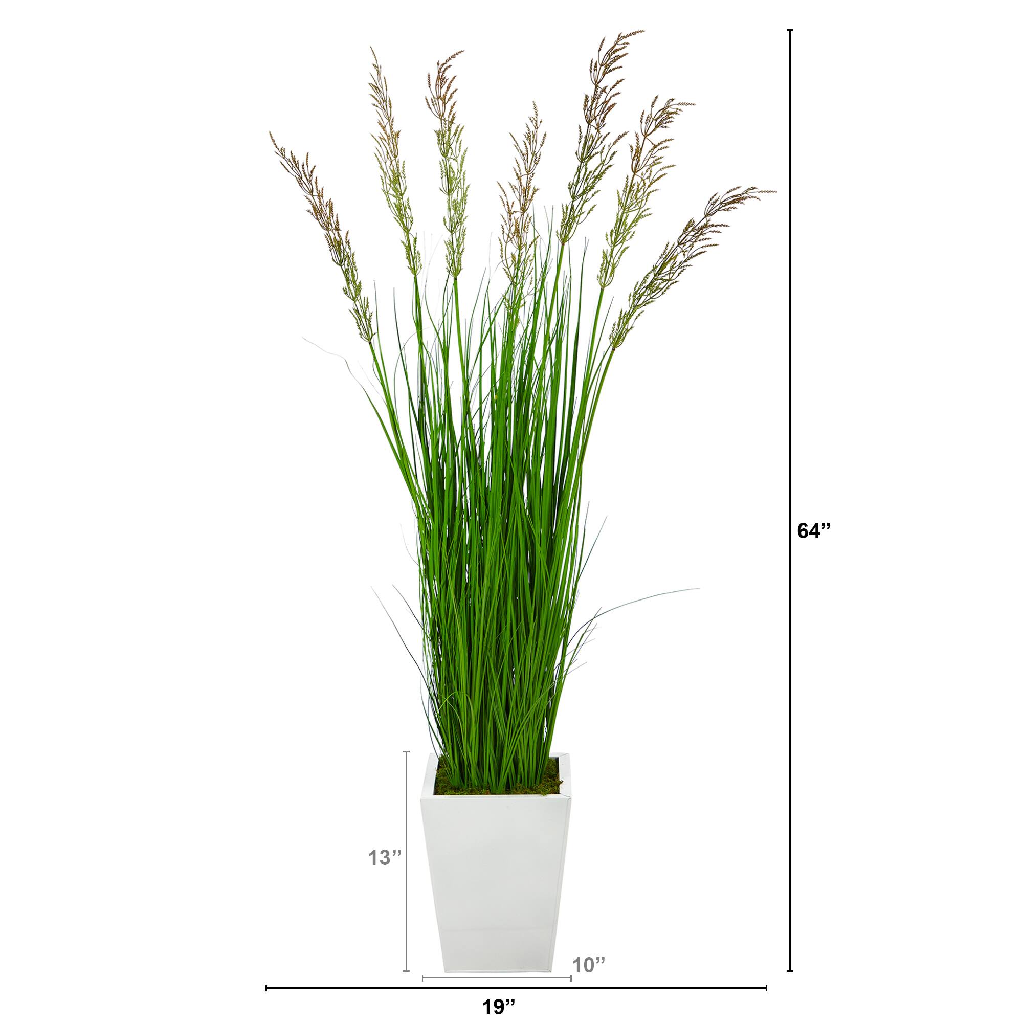 5ft. Wheat Grass Artificial Plant in White Metal Planter